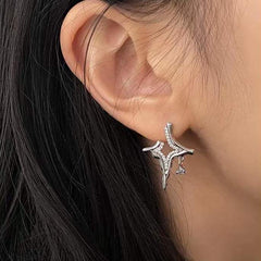 Asterism Rhinestone Earrings - Sparkling Metal Geometry Jewelry