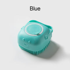 Soft Silicone Dog Brush - Gentle Grooming for Sensitive Skin & Bathing Soft Blue Square