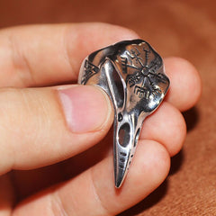 Jeeper's Keepers Gothic Ring - Silver Metal, Black Enamel Finish, Hypoallergenic