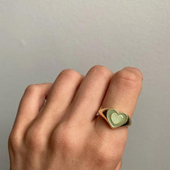 Creative Love Heart Ring - Stylish Alloy Jewelry for Trendy Elegance Green gold 6