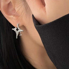 Asterism Rhinestone Earrings - Sparkling Metal Geometry Jewelry