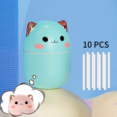 Jeeper's Keepers Cute Cat Humidifier - 250ml with Night Light & Aromatherapy Green 10pcs
