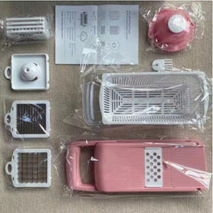 Jeeper's Keepers | Vegetable Chopper Slicer - 10-Piece Kitchen Tool Set Pink with White