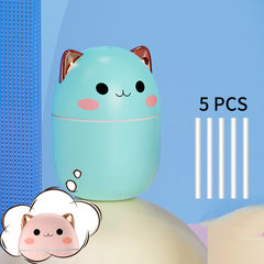 Jeeper's Keepers Cute Cat Humidifier - 250ml with Night Light & Aromatherapy Green 5pcs