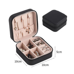 Stylish Jewelry Zipper Box Storage - Portable, Durable Leather Organizer Black 2