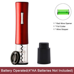 My Store Automatic Wine Bottle Opener - Electric with Foil Cutter Red Add a Stopper