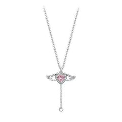Jeeper's Keepers Heart Wings Necklace - Sterling Silver with Pink Rhinestones Silver in Color