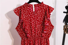 Summer Dress 2021 Elegant Sundress Slim Sleeveless Woman Vestidos Ruffles Knee Length Clothes Red Beach Party Dresses For Women