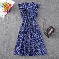 Summer Dress 2021 Elegant Sundress Slim Sleeveless Woman Vestidos Ruffles Knee Length Clothes Red Beach Party Dresses For Women