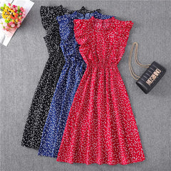 Summer Dress 2021 Elegant Sundress Slim Sleeveless Woman Vestidos Ruffles Knee Length Clothes Red Beach Party Dresses For Women