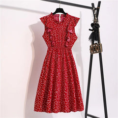 Summer Dress 2021 Elegant Sundress Slim Sleeveless Woman Vestidos Ruffles Knee Length Clothes Red Beach Party Dresses For Women
