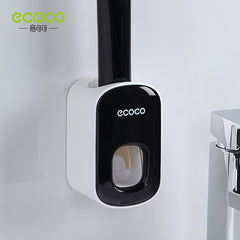 ECOCO Wall Mount Automatic Toothpaste Dispenser - Organized Oral Care Accessory Black