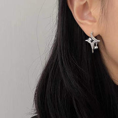 Asterism Rhinestone Earrings - Sparkling Metal Geometry Jewelry