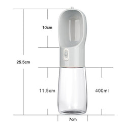 Jeeper's Keepers Pet Dog Water Bottle Feeder - Hydration and Food On-the-Go Grey2