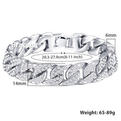 Jeeper's Keepers Miami Gold Curb Cuban Bracelet - Elegant Men's Fashion Accessory Silver 20cm