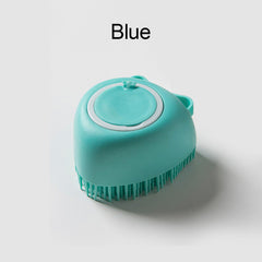 Soft Silicone Dog Brush - Gentle Grooming for Sensitive Skin & Bathing Soft Blue Heart