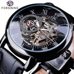 Jeeper's Keepers Men's Luxury Brand Watch - Skeleton Dial, Leather Band Black