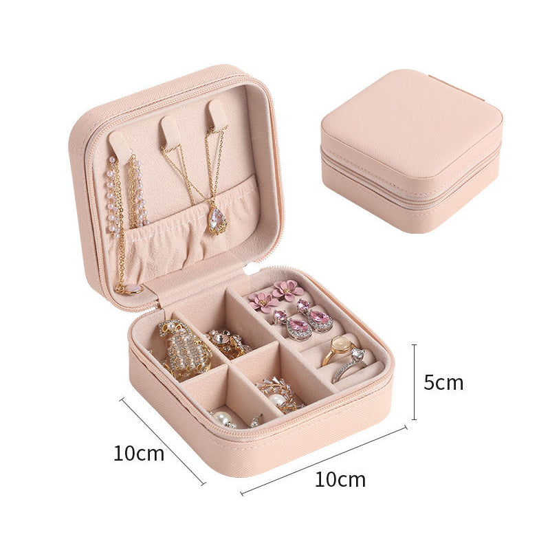 Stylish Jewelry Zipper Box Storage - Portable, Durable Leather Organizer