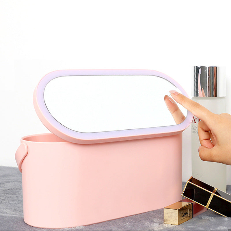 My Store Portable Makeup Organizer Box with LED Light Mirror – Adjustable & Durable