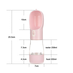 Jeeper's Keepers Pet Dog Water Bottle Feeder - Hydration and Food On-the-Go Pink1