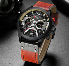 Military Leather Chronograph Wristwatch - Stylish Men's Fashion Accessory