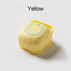 Soft Silicone Dog Brush - Gentle Grooming for Sensitive Skin & Bathing Soft Yellow Square
