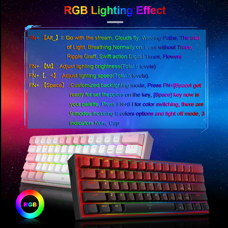 Redragon Mini Mechanical Gaming Keyboard - Ultra-Compact, RGB Backlit