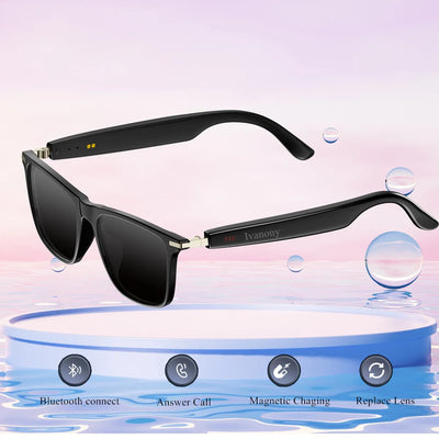 Bluetooth Smart Glasses for Calls Music Play Noise Canceling Waterproof IP68 Can Exchange Lens Wireless Sunglasses for Men Women