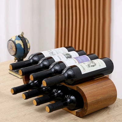 Wooden Double-layer Red Wine Display Piece Solid Wood Modern Minimalist Desktop Red Wine Display Rack Red Wine Display Rack