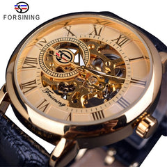 Jeeper's Keepers Men's Luxury Brand Watch - Skeleton Dial, Leather Band Golden