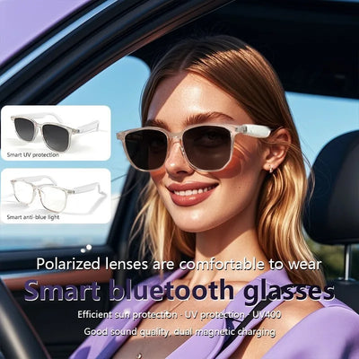 2025 Lightweight Bluetooth Glasses Smart Touch Audio Music Anti-blue Light UV400 Polarized Lens Smart Glasses For Women Men