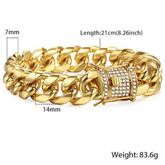 Jeeper's Keepers Miami Gold Curb Cuban Bracelet - Elegant Men's Fashion Accessory Gold 22cm