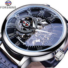 Jeeper's Keepers Men's Luxury Brand Watch - Skeleton Dial, Leather Band Black Silver