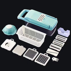 Jeeper's Keepers | Vegetable Chopper Slicer - 10-Piece Kitchen Tool Set Blue with White