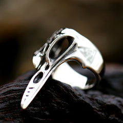 Jeeper's Keepers Gothic Ring - Silver Metal, Black Enamel Finish, Hypoallergenic
