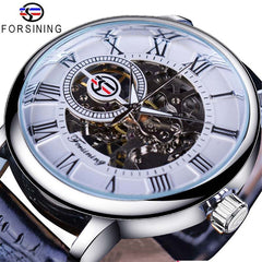 Jeeper's Keepers Men's Luxury Brand Watch - Skeleton Dial, Leather Band Black White