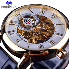 Jeeper's Keepers Men's Luxury Brand Watch - Skeleton Dial, Leather Band White Golden
