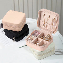 Stylish Jewelry Zipper Box Storage - Portable, Durable Leather Organizer