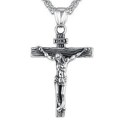 Jeeper's Keepers Cross Necklace - Stylish Titanium & Stainless Steel Pendant Silver 2