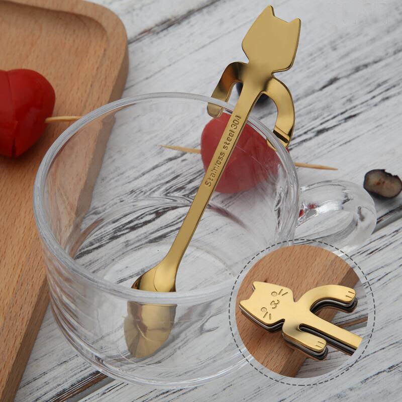 Jeepers Keepers Cat Shaped Gold Spoon for Unique Serving