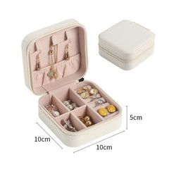 Stylish Jewelry Zipper Box Storage - Portable, Durable Leather Organizer White 2