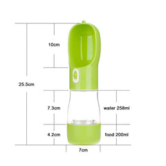Jeeper's Keepers Pet Dog Water Bottle Feeder - Hydration and Food On-the-Go Green1