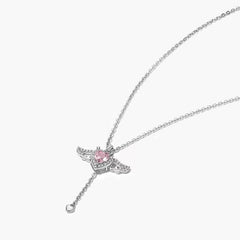 Jeeper's Keepers Heart Wings Necklace - Sterling Silver with Pink Rhinestones