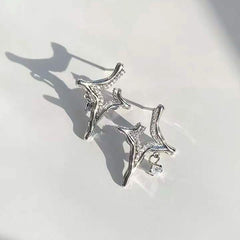 Asterism Rhinestone Earrings - Sparkling Metal Geometry Jewelry