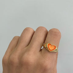 Creative Love Heart Ring - Stylish Alloy Jewelry for Trendy Elegance Orange gold 6