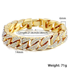 Jeeper's Keepers Miami Gold Curb Cuban Bracelet - Elegant Men's Fashion Accessory Gold 20cm