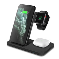 Jeeper's Keepers |3-in-1 Wireless Fast Charger Dock - Charge iPhone & Apple Watch Black 3 In 1