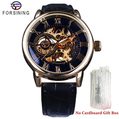 Jeeper's Keepers Men's Luxury Brand Watch - Skeleton Dial, Leather Band Black Golden No Box