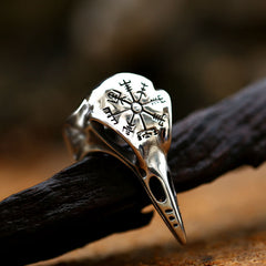 Jeeper's Keepers Gothic Ring - Silver Metal, Black Enamel Finish, Hypoallergenic