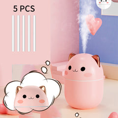 Jeeper's Keepers Cute Cat Humidifier - 250ml with Night Light & Aromatherapy Pink 5pcs